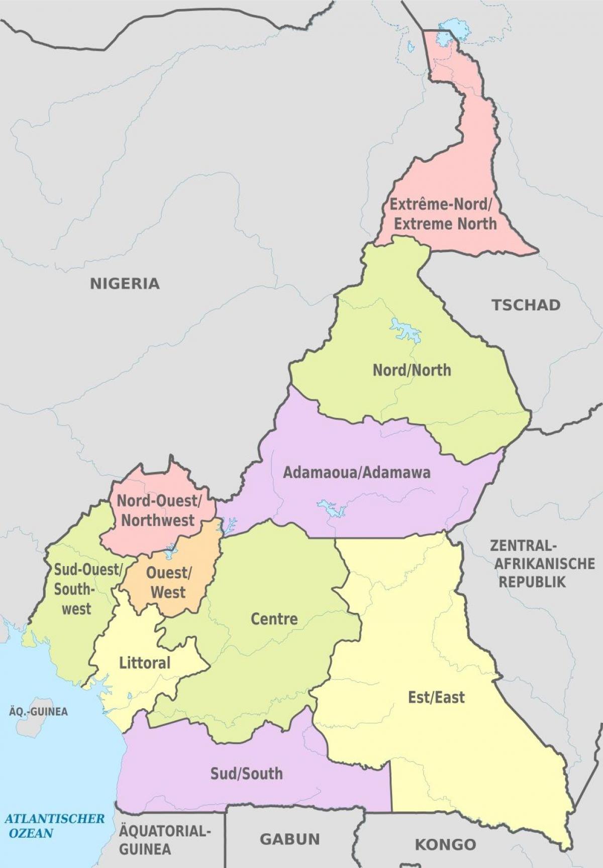 Карта на административниот Камерун